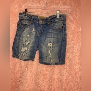 Blue jeans ripped shorts